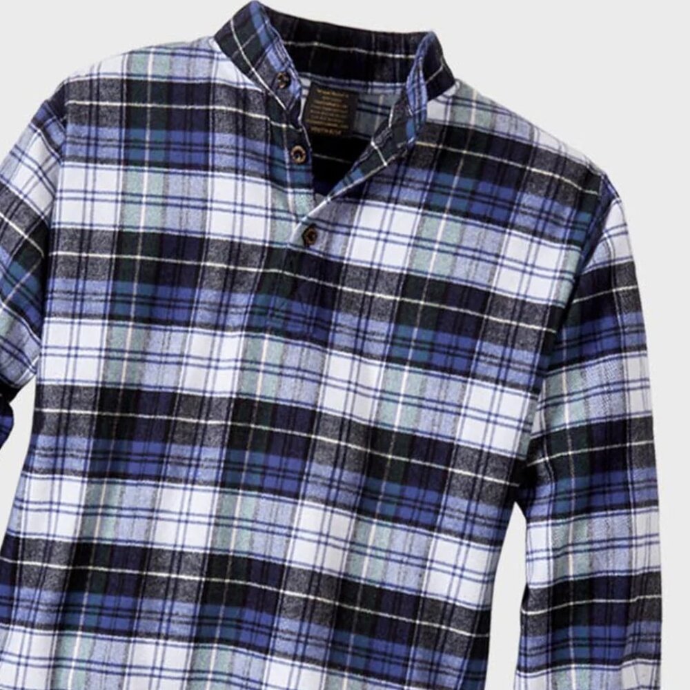 New! VERMONT FLANNEL COMPANY Youth 6-8 Campbell Henley Shirt Partial Button Down